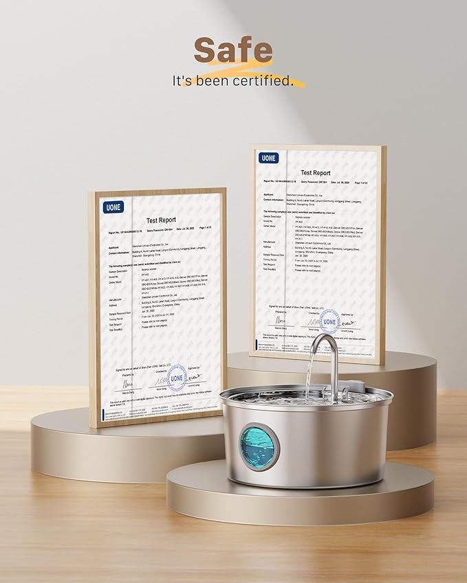 Cat Water Fountain Stainless Steel - Dog Automatic Waterer Bowl - Auto Pet Dispenser - Small Pets Drinking Waterer Indoor - Auto Dish Animal Fountains - 108oz/3.2L Metal Self Kitty Watering Supplies - PAWPICO