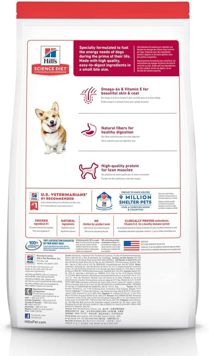 Hill's Science Diet Adult 1-6, Adult 1-6 Premium Nutrition, Small Kibble, Dry Dog Food, Chicken & Barley, 35 lb Bag - PAWPICO