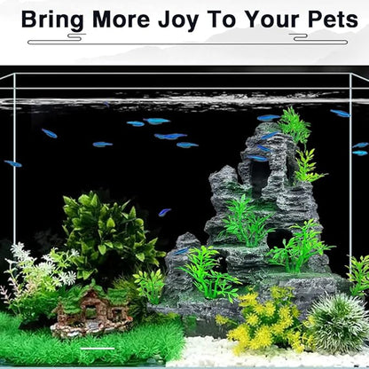 Aquarium Decorations Large and Tall Fish Tank Decor Aquarium Rock Mountain View Aquarium Ornament Tree House Cave Fish Tank Decorations for Large Fish Tank - 10.2 Inches High GOLOMOZ