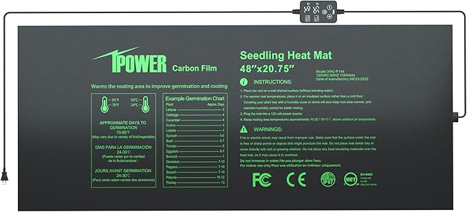 iPower Seedling Mat for Plants with Dual Digital Temperature Controller, MET Certified Heating Pad, 48" x 20.75", Black iPower