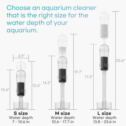 Aquarium Cleaner - No Grinding Fish Waste Remover with Automatic Suction Collector and Handheld Vacuum (Medium_Water Depth of 10.6-17.7in) IRUZIO
