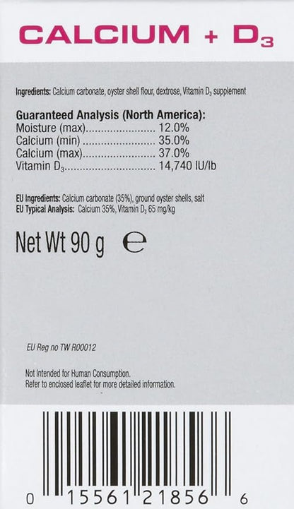 Exo Terra Calcium + D3 Powder: Ultra-fine, Phosphorus Free Formula Boosts Bone Health & Calcium Absorption Ideal for Insects, Fruits & Veggies 3.2 oz. ExoTerra