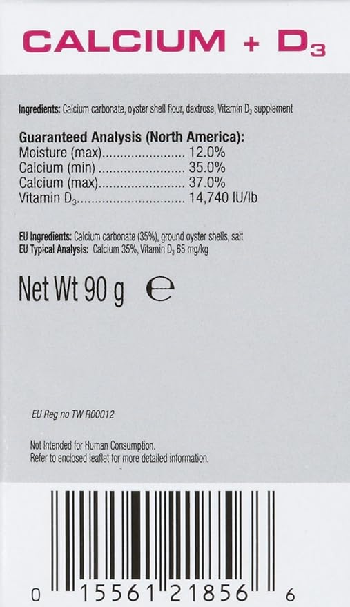 Exo Terra Calcium + D3 Powder: Ultra-fine, Phosphorus Free Formula Boosts Bone Health & Calcium Absorption Ideal for Insects, Fruits & Veggies 3.2 oz. ExoTerra