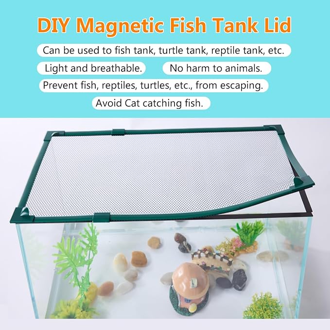 Magnetic Fish Tank Lid Fish Tank Cover for Preventing Fish from Jumping Out 39” x 19” (100x50CM) The Size can be Adjusted Smaller PAWPICO