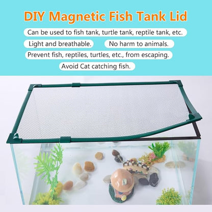 Magnetic Fish Tank Lid Fish Tank Cover for Preventing Fish from Jumping Out 39” x 19” (100x50CM) The Size can be Adjusted Smaller PAWPICO