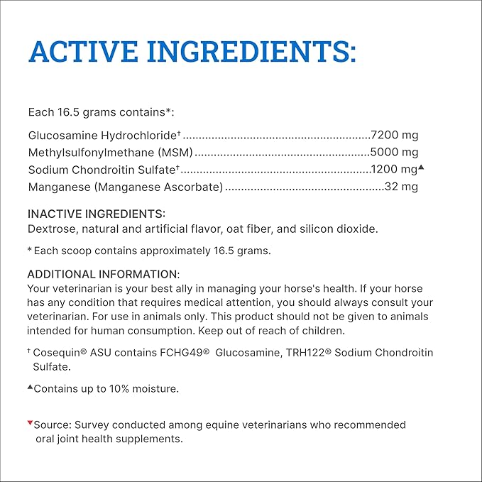 Nutramax Cosequin Optimized with MSM Joint Health Supplement for Horses - Powder with Glucosamine and Chondroitin, 1400 Grams NutramaxLaboratories