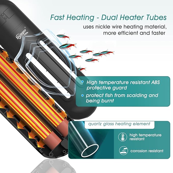 hygger 1000W Submersible Aquarium Heater with Digital Controller, Auto Shut Off Fish Tank Heater for 159-317 Gallon Freshwater/Saltwater Reef Tank hygger