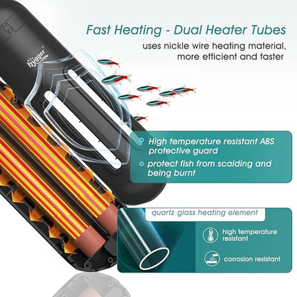 hygger 1000W Submersible Aquarium Heater with Digital Controller, Auto Shut Off Fish Tank Heater for 159-317 Gallon Freshwater/Saltwater Reef Tank hygger