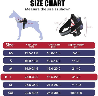 Bolux Dog Harness, No-Pull Reflective Dog Vest, Breathable Adjustable Pet Harness with Handle for Outdoor Walking - No More Pulling, Tugging or Choking (Flag, XX-Large) Bolux