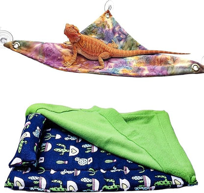 Bearded Dragon Tank Accessories, Reptile Bedding Hammock Soft Fabric Warm Sleeping Pillow with Cover Substrate for Bearded Dragon Leopard Gecko Lizard Mechpia