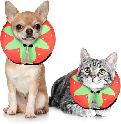 Dog Cone Collar for Small Medium Large Dogs for After Surgery, Pet Inflatable Neck Donut Collar Soft Protective Recovery Cone for Dogs and Cats-Alternative E Collar Does Not Block Vision-Strawberry,XS MIDOG