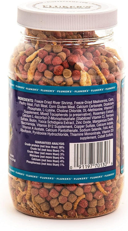 Fluker's Buffet Blend Aquatic Formula, Turtle Food with Freeze, Dried Shrimp, Mealworms, and Vitamin Enriched Pellets, 7.5 oz Flukers