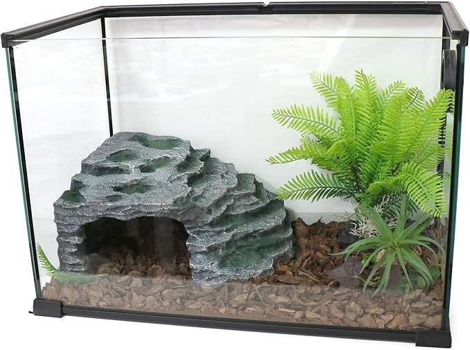 Large Reptile Hide Shale Scape Step Ledge, Reptile Cave Hideout, Bearded Dragons Accessories, Basking Rocks for Bearded Dragons (Large-B-11.8 * 9.8 * 5.3) relaqcc