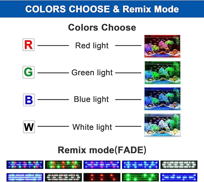 KZKR Upgraded Aquarium Light Multi-Color Remote Control 72-84 inch LED Hood Lamp for Freshwater Marine Plant Fish Tank Light Decorations KZKR