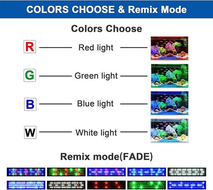KZKR Upgraded Aquarium Light Multi-Color Remote Control 72-84 inch LED Hood Lamp for Freshwater Marine Plant Fish Tank Light Decorations KZKR