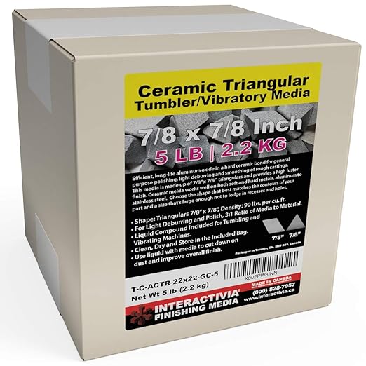 Ceramic Tumbling Media (5 lb - 7/8" x 7/8" Lg. Triangulars, Triangulars - Ceramic General) InteractiviaFinishingMedia
