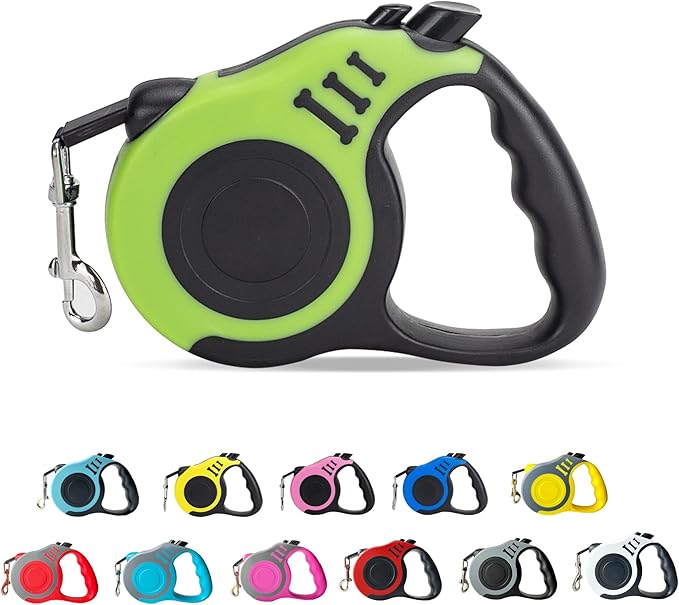 Retractable Dog Leash Automatic Telescopic Tractor Dog Tape, Pet Tape 10/16 FT Durable and Convenient, with Non-Slip Handle, Suitable for Small and Medium-Sized Dogs Green LIEVUIKEN