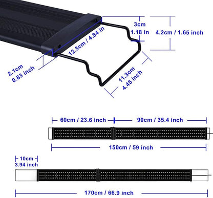 KZKR LED Aquarium Light 60-72 Inch Foldable Adjustable Fish Tank Light Hood Lamp for Freshwater Saltwater Marine Blue and White Decorations Light 5-6ft 150cm - 180cm KZKR