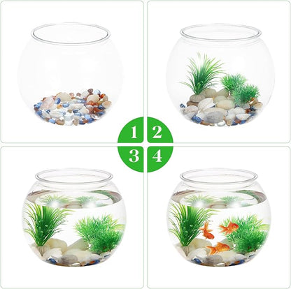 POPETPOP Plastic Aquarium Betta Fish Tank: Large Clear Fishbowl Goldfish Bowl - Tank Vase Pot Clear Bubble Planter with Break Resistant for Home décor Wedding Event Party 8.67 x 6.89 Inches POPETPOP