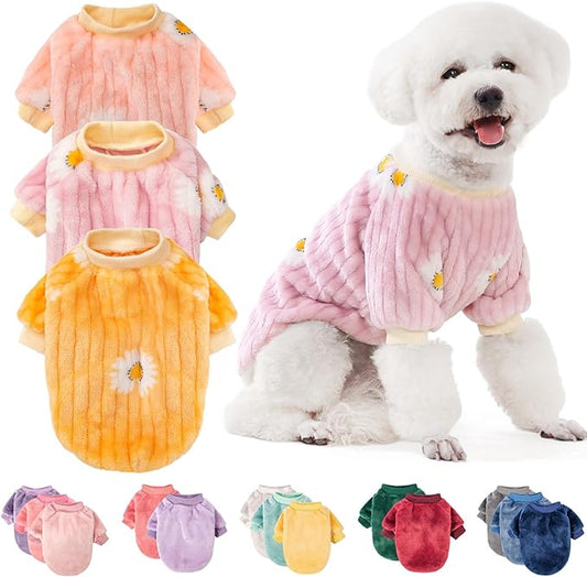 FabriCastle Dog Sweater, Pack of 2 or 3, Dog Clothes, Dog Coat, Dog Jacket for Small or Medium Dogs Boy or Girl, Ultra Soft and Warm Cat Pet Sweaters (Pink,Violet,Yellow, X-Large) - PAWPICO