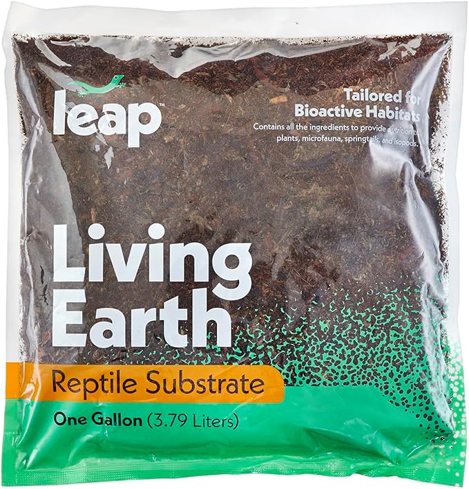Leap Habitats Living Earth Substrate - Bioactive Ready Terrarium Bedding Mix for Reptiles, Frogs, Snakes, Geckos, and Lizard Habitats, Supports Microfauna with Coconut Coir, Sphagnum, Fir Bark LeapHabitats