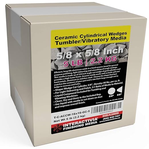Ceramic Tumbling Media (5 lb - 5/8" x 5/8" Cylinder Wedges, Wedges - Ceramic General) InteractiviaFinishingMedia