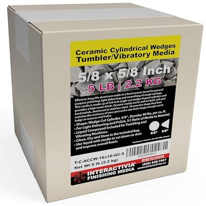 Ceramic Tumbling Media (5 lb - 5/8" x 5/8" Cylinder Wedges, Wedges - Ceramic General) InteractiviaFinishingMedia