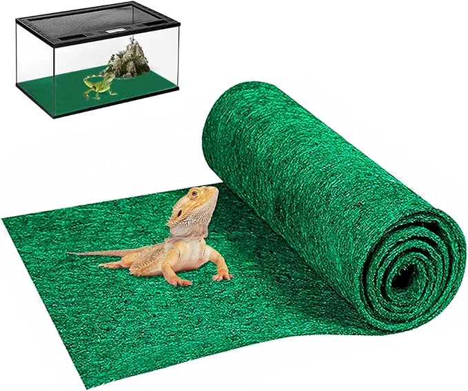47" x 24" Large Reptile Carpet Terrarium Liner Bedding Reptile Substrate Mat Tank Accessories for Bearded Dragon Snake Lizard Tortoise Leopard Gecko (Green) Mechpia