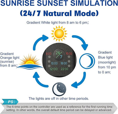 Aquarium LED Light 24"-32" Fish Tank Light with Timer, 24/7 Cycle, 5 Dimmable Brightness, Sunrise/Sunset Simulation Planted Light for 10/20/30/55 Gallon Freshwater Fish Tank OYOWATER