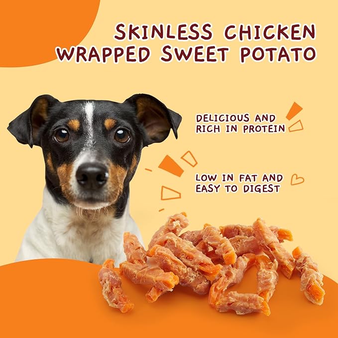 Jungle Calling Dog Treats, Skinless Chicken Wrapped Sweet Potato, Gluten and Grain Free, Chewy Dog Bites for Balanced Nutrition, 10.6 oz - PAWPICO
