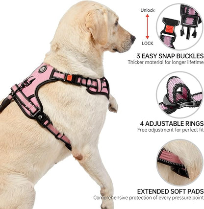 NESTROAD No Pull Dog Harness,Adjustable Oxford Dog Vest Harness with Leash,Reflective No-Choke Pet Harness with Easy Control Soft Handle for Small Dogs(X-Small,Pink) NESTROAD