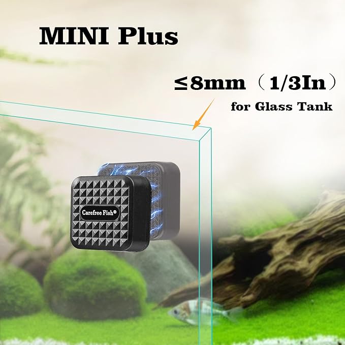 Carefree Fish Aquarium Mini Magnetic Cleaner Plus for Glass Fish Tank Tiny Magnet Brush Algae Scrapers (Magnetic Reinforcement No Floating) Bewatermyfriend