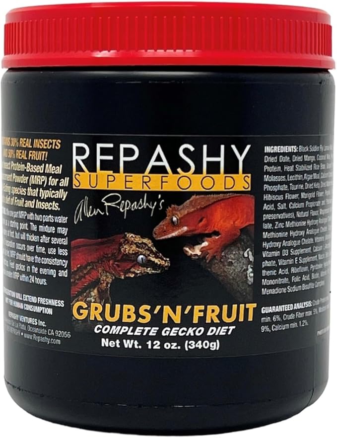 Repashy Grubs 'N' Fruit Crested Gecko Diet 12 Oz (3/4 lb) JAR Repashy