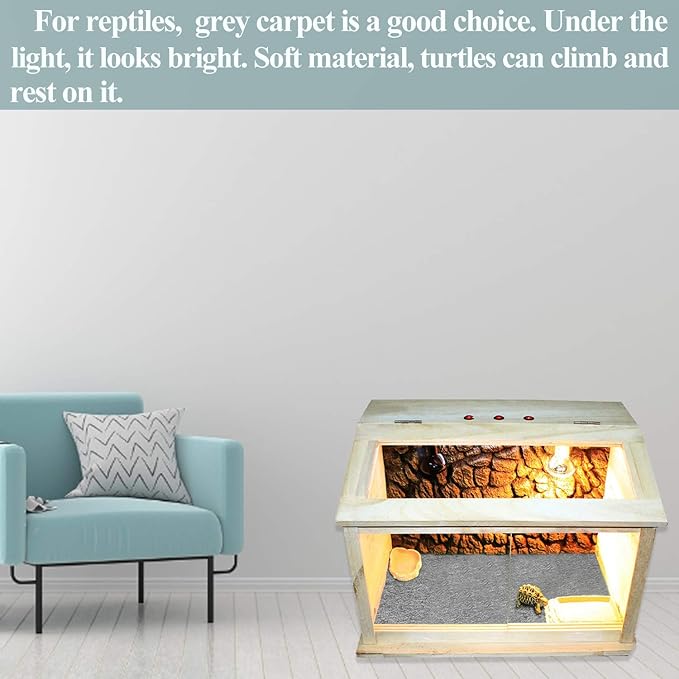 HERCOCCI 39’’ x 20’’ Reptile Carpet, Grey - Terrarium Mat Liner Bedding Reptile Cage Substrate for Bearded Dragon Lizard Tortoise Leopard Gecko Snake HERCOCCI