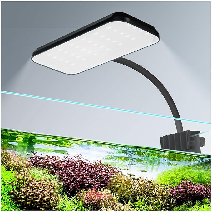 boxtech Aquarium Clip On Led Light - Small Full Spectrum Fish Tank Plant White Light, 13W USB Clamp Led Light for 5 to 10 Gallon Tanks Boxtech