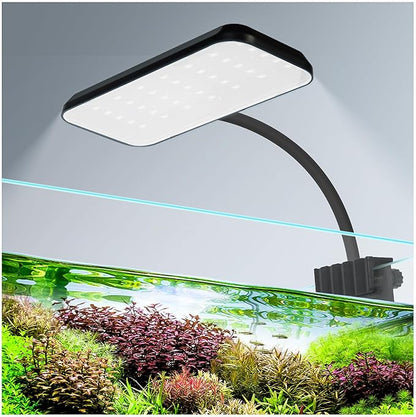 boxtech Aquarium Clip On Led Light - Small Full Spectrum Fish Tank Plant White Light, 13W USB Clamp Led Light for 5 to 10 Gallon Tanks Boxtech