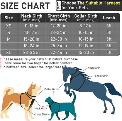 GAMUDA Dog Harness Collar and Leash Set, Horse Care Sheets, No Chock No Pull Adjustable Vest Harnesses Plaid Reflective for Medium Dog, Cat, Small Horse, Small Bull and Pig (Black, XS) GAMUDACollarsCollection