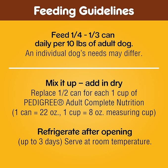 PEDIGREE CHOPPED GROUND DINNER Adult Canned Soft Wet Dog Food Beef, Bacon & Cheese Flavor, 22 oz. Cans (Pack of 12) - PAWPICO