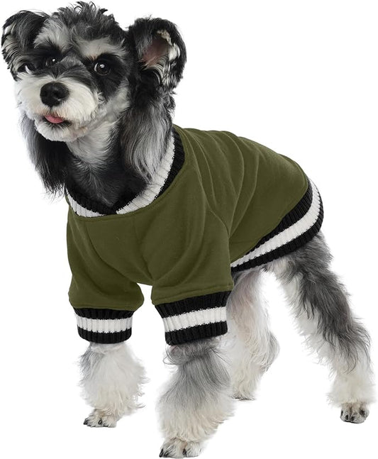 FUAMEY Dog Pullover Sweatshirt，Dog Winter Sweaters Warm Dog Clothes Dog Vest Thick Puppy Pullover Soft Pet Fleece Sweater Cute Doggie Boy Girl Outfit for Small Medium Dogs Green S - PAWPICO