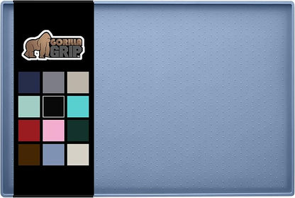 Gorilla Grip 100% Waterproof Raised Edge BPA Free Silicone Pet Feeding Mat, Dog Cat Food Mats Contain Spills Protects Floors, Placemats for Cats and Dogs Water Bowl, Pets Accessories 18.5x11.5 Blue - PAWPICO