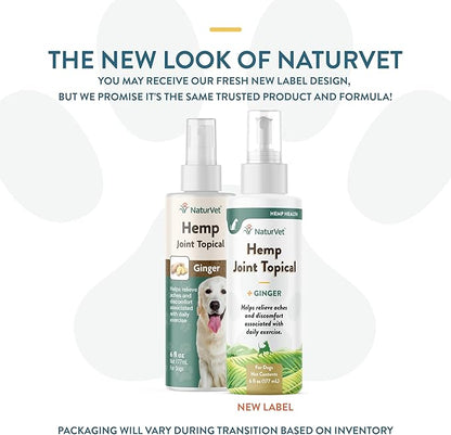 NaturVet Hemp Joint Topical Spray with Ginger for Dogs, 6oz Liquid, Made in The USA NaturVet