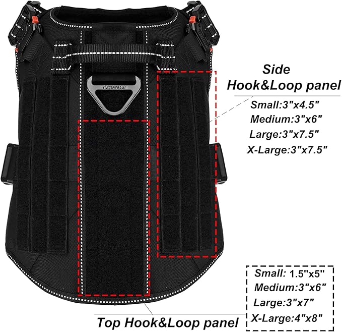 ICEFANG Tactical Dog Harness,Large Size, 2X Metal Buckle,Working Dog MOLLE Vest with Handle,No Pulling Front Leash Clip,Hook and Loop Panel ICEFANGDIRECT