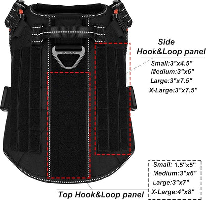 ICEFANG Tactical Dog Harness,Large Size, 2X Metal Buckle,Working Dog MOLLE Vest with Handle,No Pulling Front Leash Clip,Hook and Loop Panel ICEFANGDIRECT
