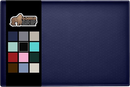 Gorilla Grip 100% Waterproof Raised Edge BPA Free Silicone Pet Feeding Mat, Dog Cat Food Mats Contain Spills Protects Floors, Placemats for Cats and Dogs Water Bowl, Pets Accessories 18.5x11.5 Navy - PAWPICO