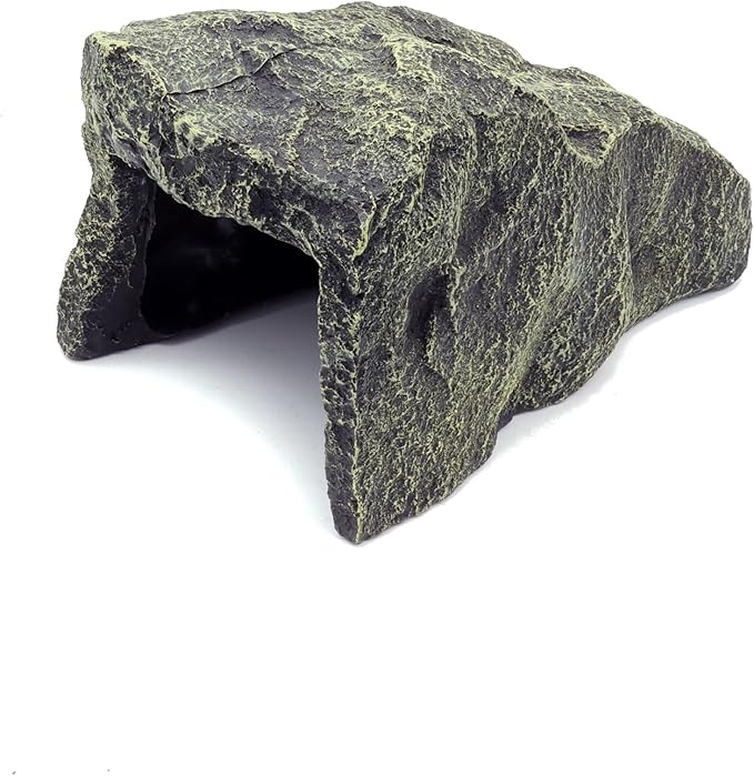 JIHAQUA Reptile Hide Medium Rock Snake Hide Cave Hideout Terrarium Habitat Decor Ornament Bearded Dragon Tank Accessories JIHAQUA