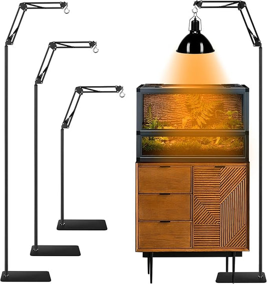 Reptile Heat Lamp Stand Reptile Light Stand with 360° Swing Arm, Height Adjustable (15.7inch to 74.3inch) Reptile Lamp Stand for Terrarium Light Fixture and Heat Lamp Holder DXOPHIEX