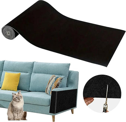 Cat Scratch Furniture Protector Pads with Self-adhesive Backing, 98.5"X15.8" Black Randomly Cutting Trimmable Cat Scratch Carpet Mat Post Tree Shelves Cover Replacement for Sofa,Wall,Couch,Door,Corner - PAWPICO