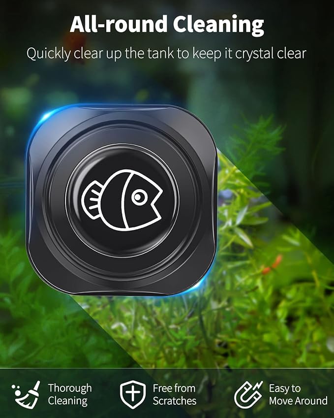 Pawfly Aquarium Magnetic Brush for Glass Fish Tanks 1.8 Inch Stain Scrubber Pads Floating Cleaning Tool for 4/5 Inch Thick Fresh & Marine Aquariums up to 30 Gallons (Not for Acrylic & Plastic Tanks) Pawfly