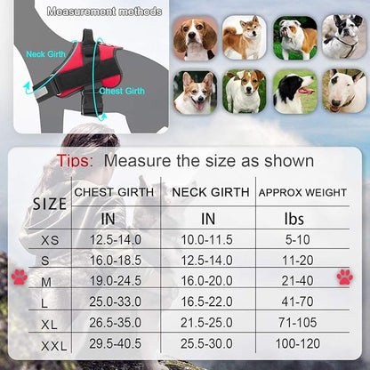 Bolux Dog Harness, No-Pull Reflective Dog Vest, Breathable Adjustable Pet Harness with Handle for Outdoor Walking - No More Pulling, Tugging or Choking (Red, M) Bolux