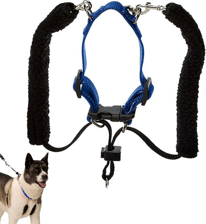 Sporn Original Training Halter, No Pull Dog Harness for Large Dogs with Blue Padded Sherpa Sleeves, Breathable Large Dog Harness No Pull, Provides to All Extra Large Sized Breeds Sporn